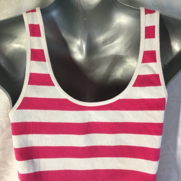 Old Navy Womens Hot Pink White Stripe Scoop-Neck Sleeveless Tank Top Size S - Picture 9 of 11